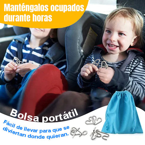 🧠 Juego Educativo de Metal – Rompecabezas de 9 Aros para Niños y Adultos 👧👦✨