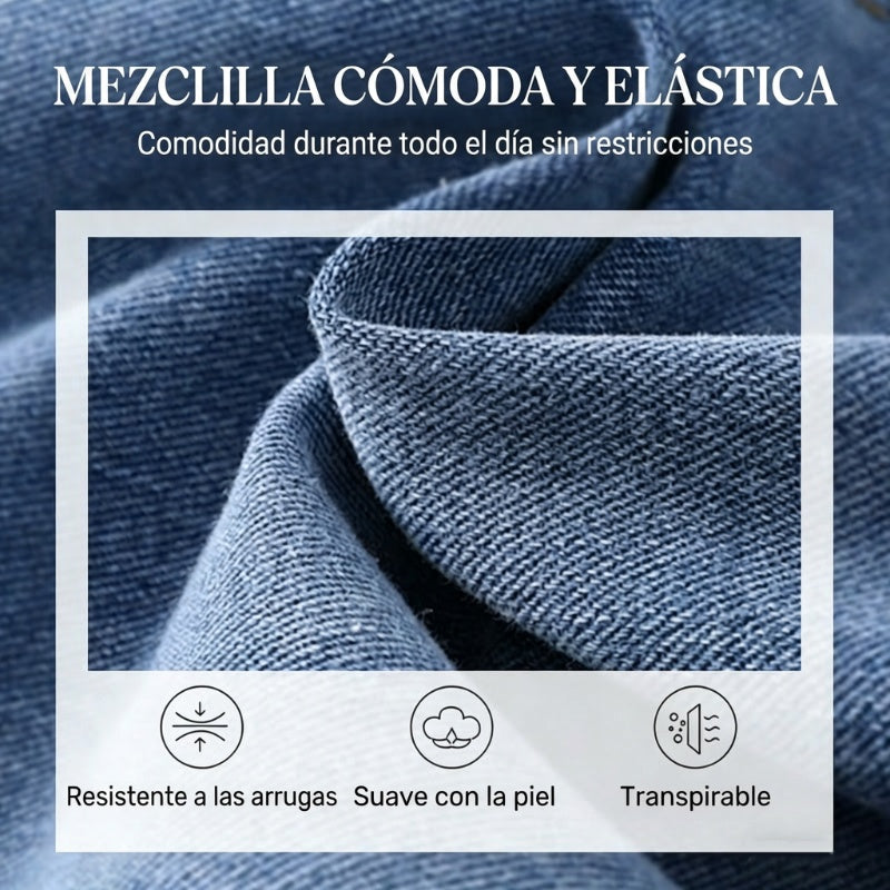 👖 Vaqueros de Cintura Alta y Pierna Ancha para Mujer – Aberturas Laterales, Estilo Moderno y Cómodo ✨🌸