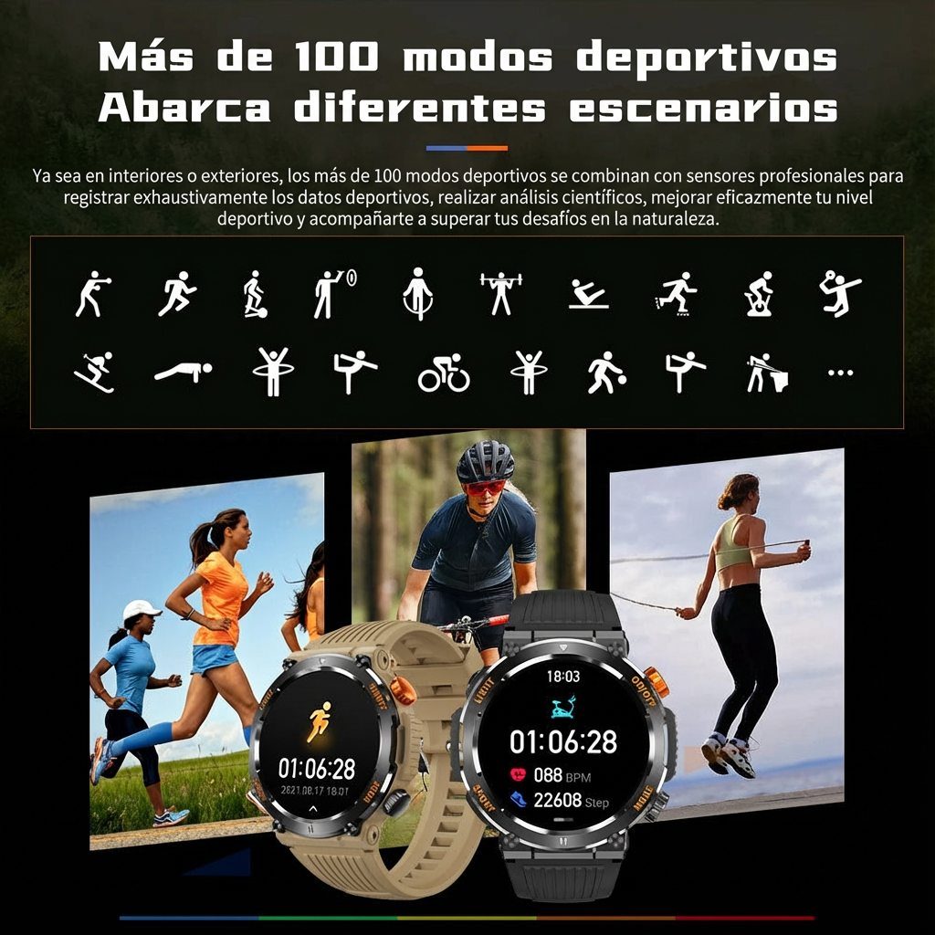 ⌚🔥 ¡50% OFF por Tiempo Limitado! Smartwatch Deportivo y para Exteriores Resistente al Agua – Ideal para Aventura y Ejercicio 💪🌧️