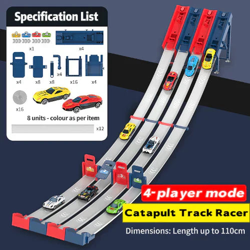 🏎️¡Que empiece la carrera!⚡¡El doble de pista, el doble de diversión!🏆¡Sin pilas, solo pura velocidad! - ✨【Pista de carreras con lanzador doble para niños】✨