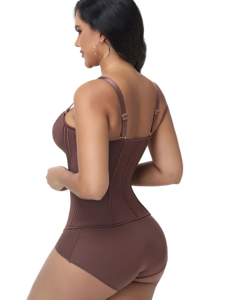 Shapshe® Fajas Colombianas Corset Top con Cierre Estampado de Leopardo