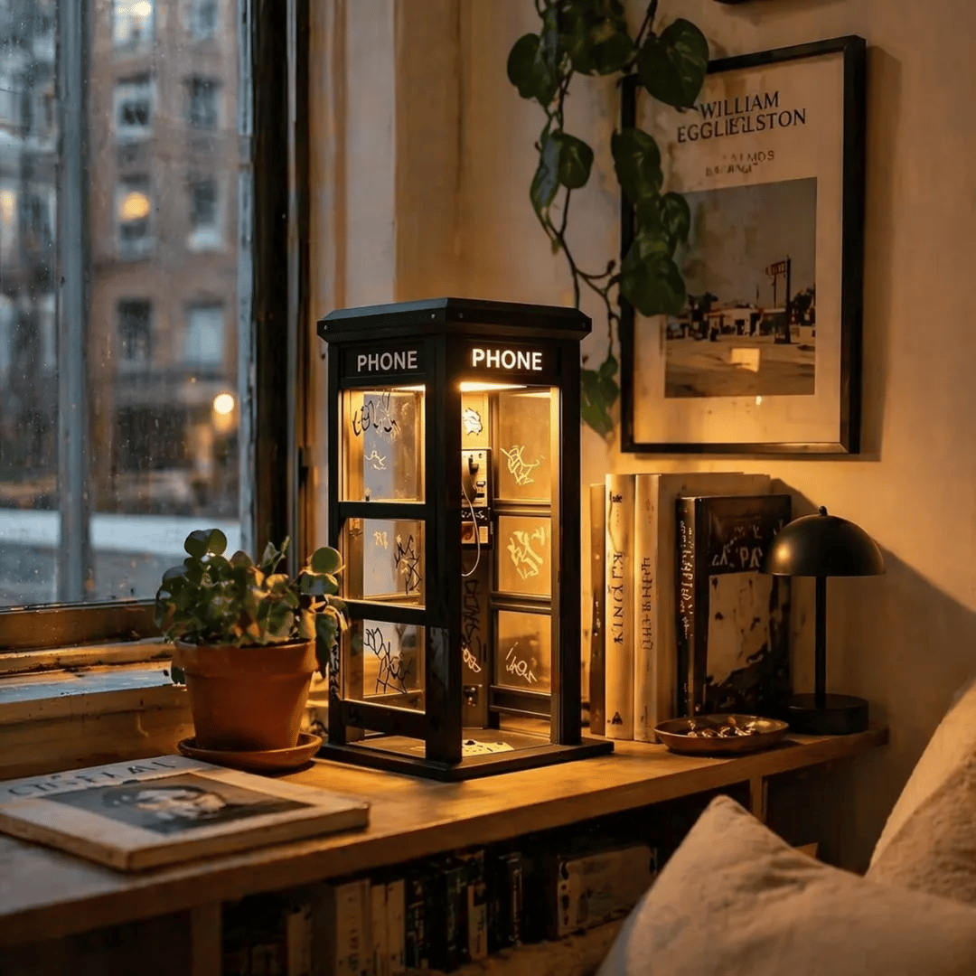 ☎️✨ ¡OFERTA 50% OFF! Lámpara Cabina Telefónica Urbana – Decoración Vintage Única