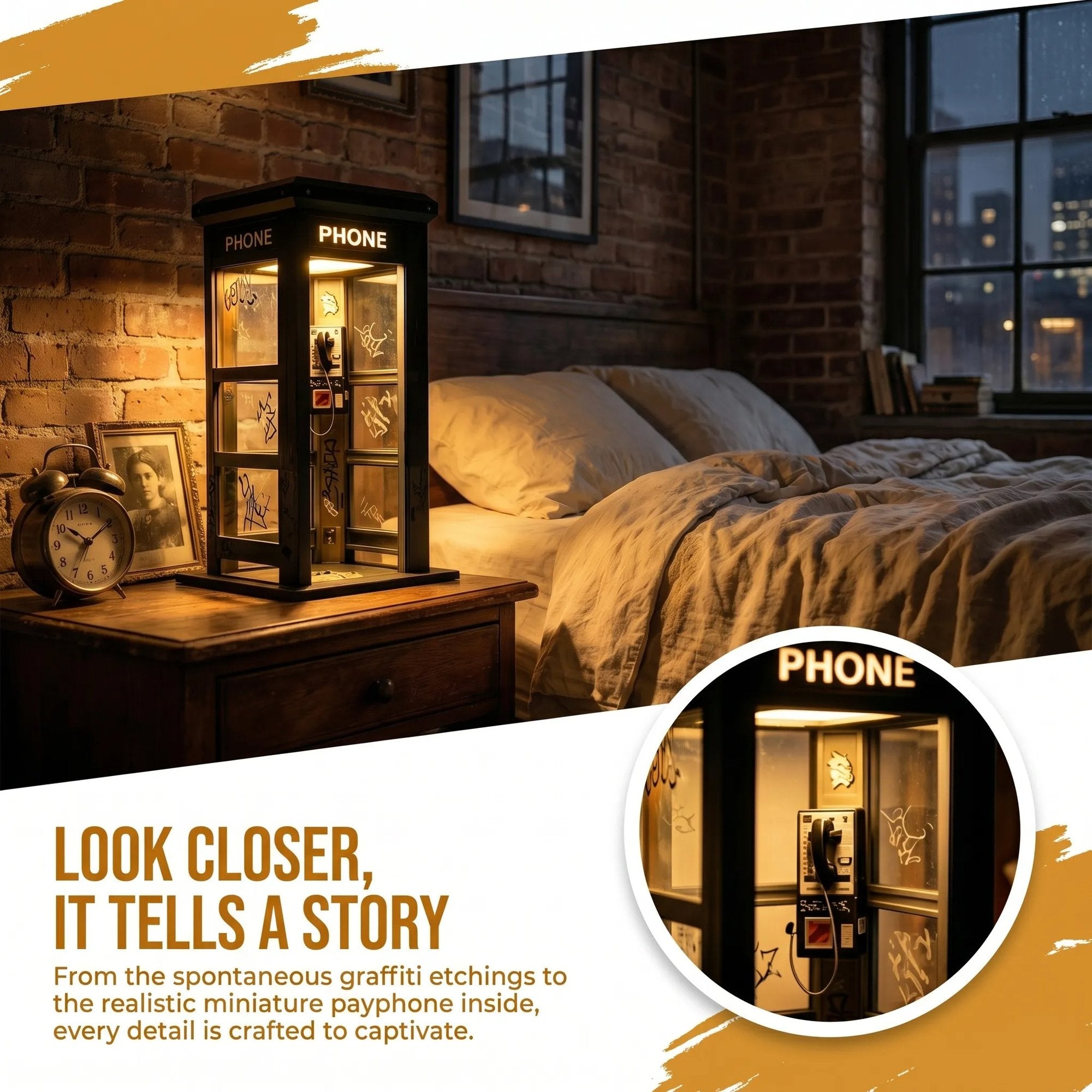 ☎️✨ ¡OFERTA 50% OFF! Lámpara Cabina Telefónica Urbana – Decoración Vintage Única