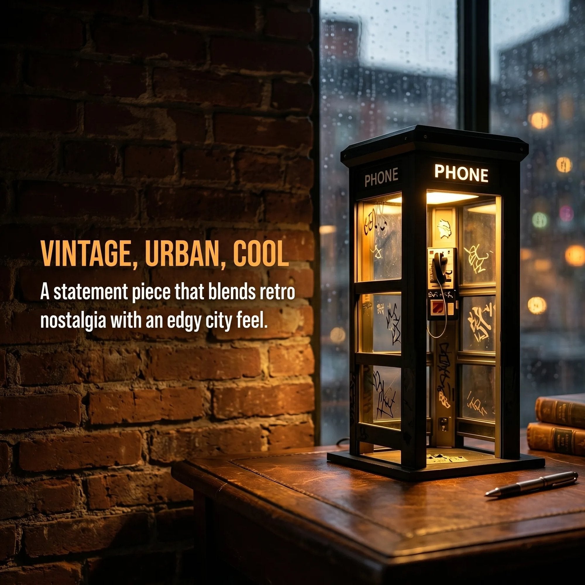 ☎️✨ ¡OFERTA 50% OFF! Lámpara Cabina Telefónica Urbana – Decoración Vintage Única