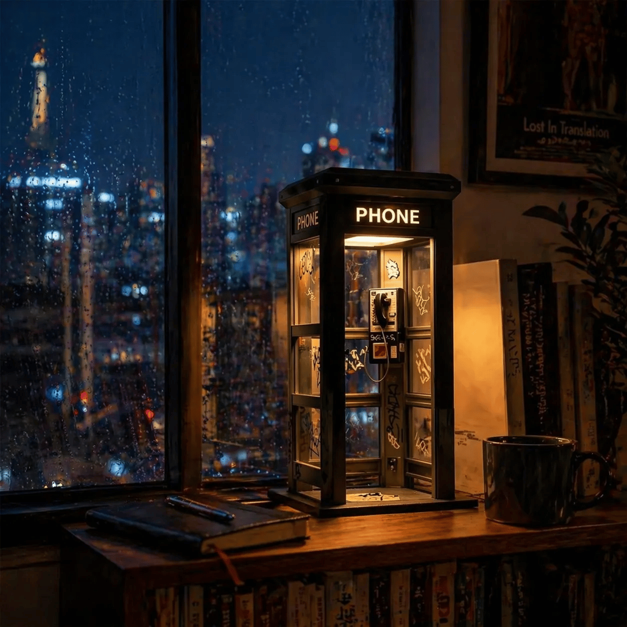 ☎️✨ ¡OFERTA 50% OFF! Lámpara Cabina Telefónica Urbana – Decoración Vintage Única