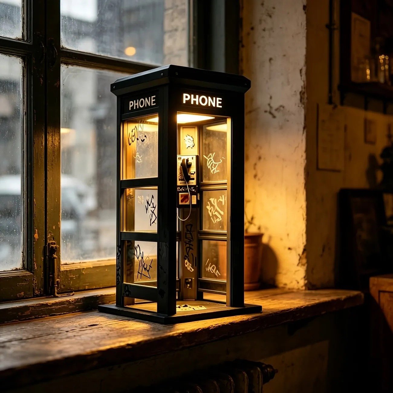 ☎️✨ ¡OFERTA 50% OFF! Lámpara Cabina Telefónica Urbana – Decoración Vintage Única