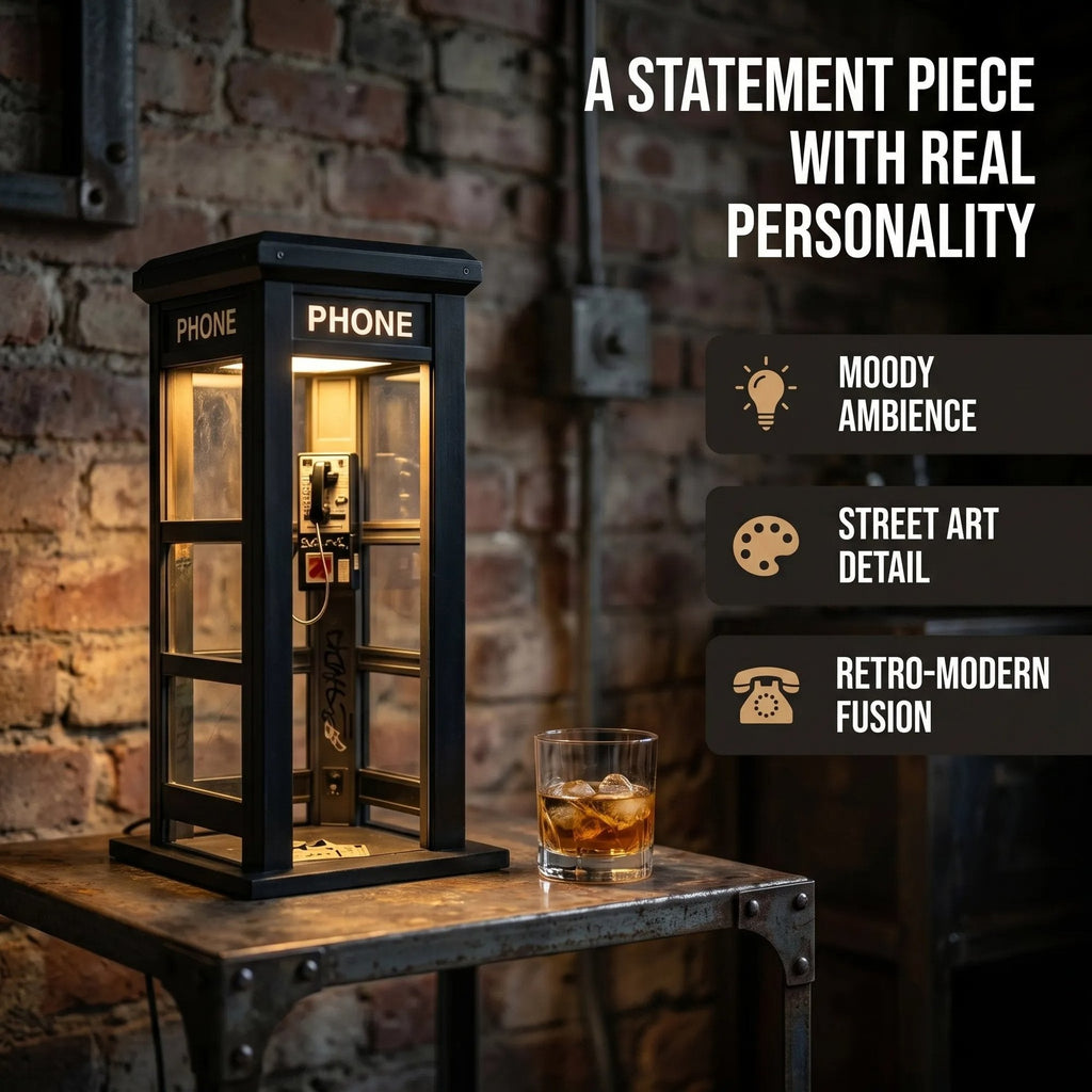 ☎️✨ ¡OFERTA 50% OFF! Lámpara Cabina Telefónica Urbana – Decoración Vintage Única