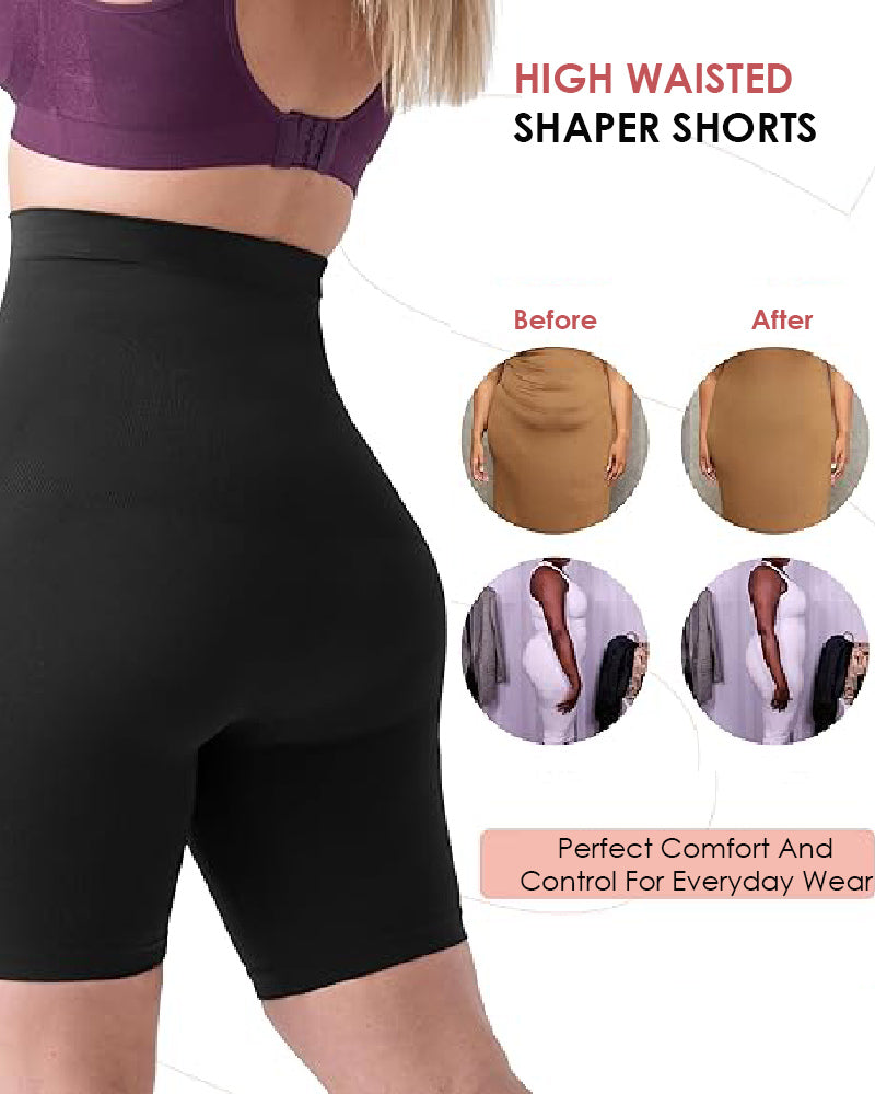 Shorts Moldeadores de Cintura Alta con Control de Abdomen y Reductor de Muslos
