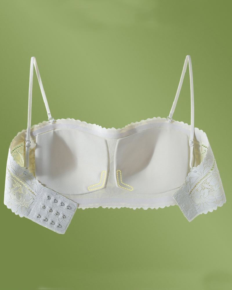 Sostén tubular sin tirantes para mujer, de encaje, antideslizante, sin costuras y sin varillas