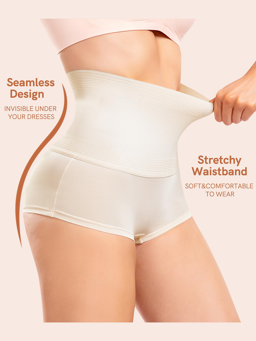 Calzones cortos moldeadores para mujer, cintura alta invisible para aplanar el abdomen