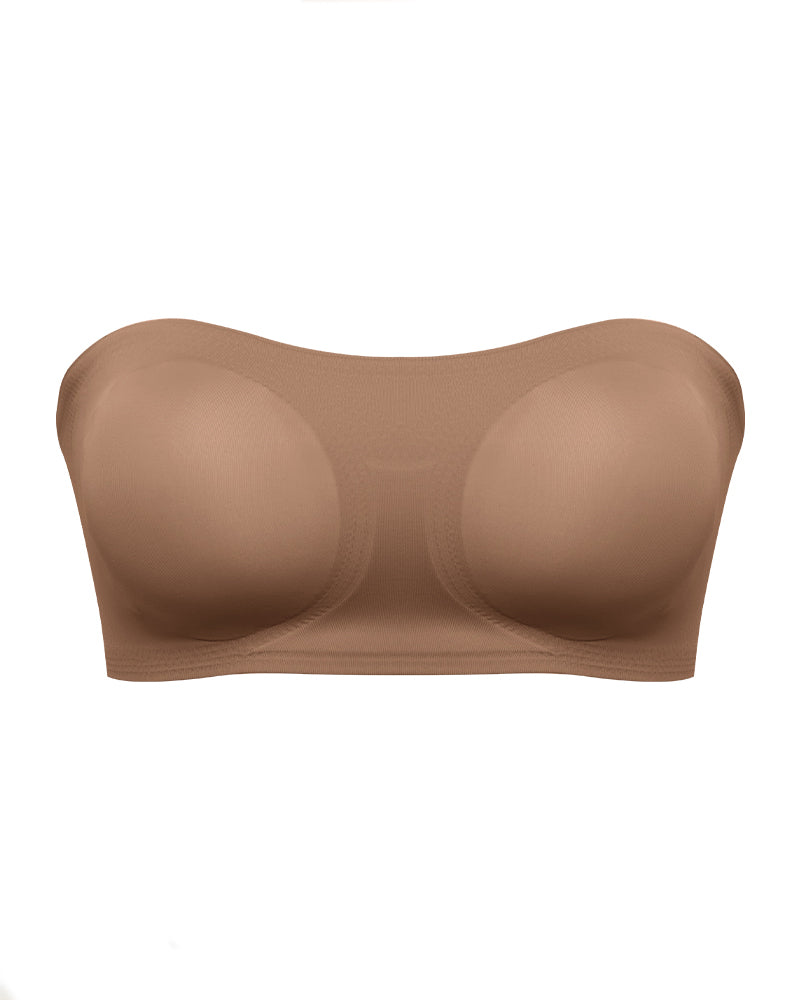 Sostén Bandeau Push-Up Cómodo Sin Tirantes con Silicona Antideslizante y Hebilla Cruzada Lateral