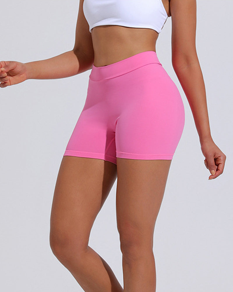Shorts deportivos de yoga con espalda en V, push up, cintura alta y levantamiento de cadera