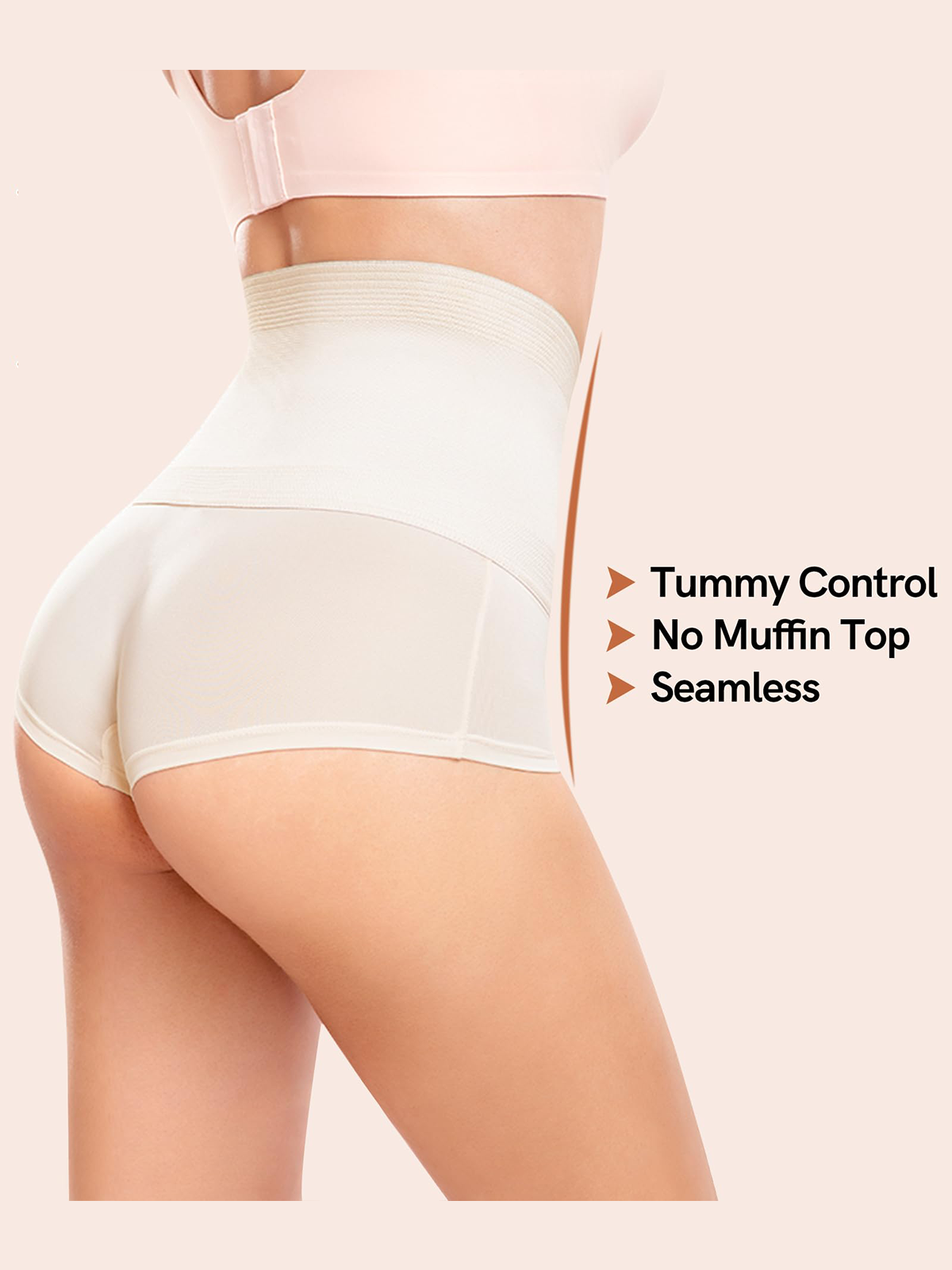 Calzones cortos moldeadores para mujer, cintura alta invisible para aplanar el abdomen
