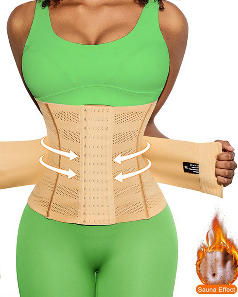 Corsé Deportivo de Cintura con Doble Cinturón, Transpirable y Hueco, Control de Abdomen y Moldeador Slimming