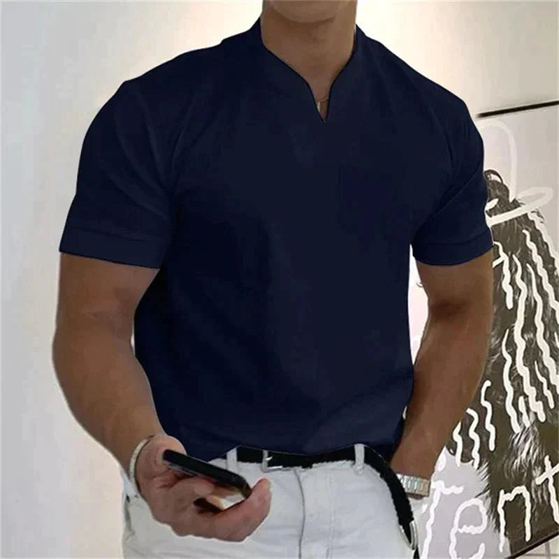 👕 Camiseta Holgada de Hombre 2026 – Cuello en V, Manga Corta, Estilo Verano Fresco y Moderno ☀️✨
