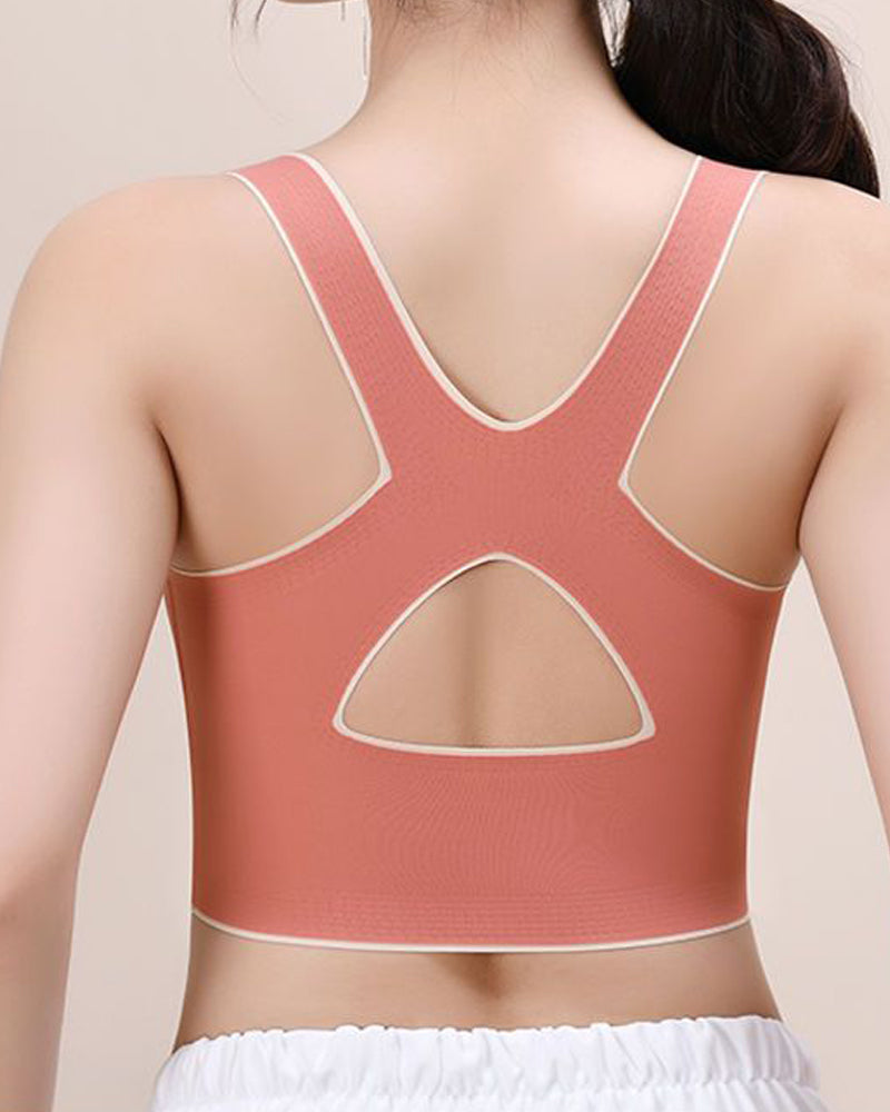 Sujetador inalámbrico con hebillas frontales cruzadas, corrección de joroba, ropa interior deportiva a prueba de golpes para yoga