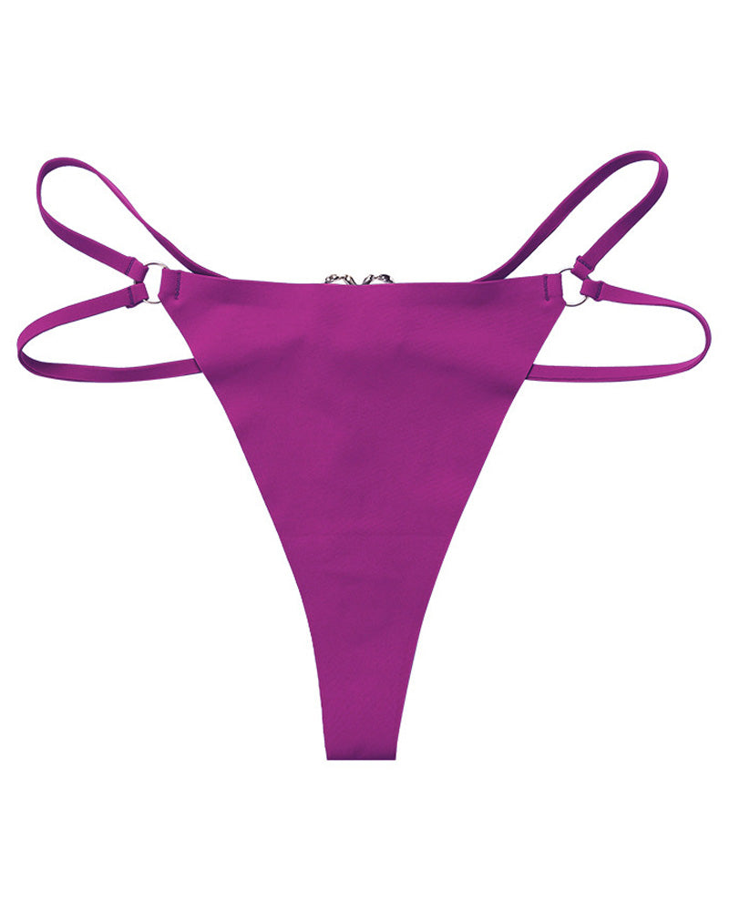 Tanga sin costuras para mujer, cintura baja, anillo metálico, sexy, ropa interior tentación T