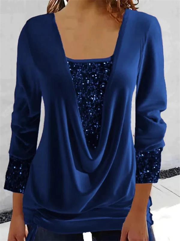 ✨💃 Top Falso de Dos Piezas con Lentejuelas – Elástico, Ajuste Smock y Estilo de Fiesta 🎉