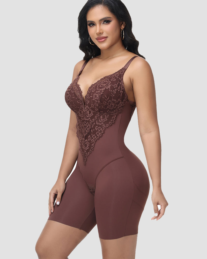 Shapshe® Body moldeador de encaje con escote profundo y espalda descubierta