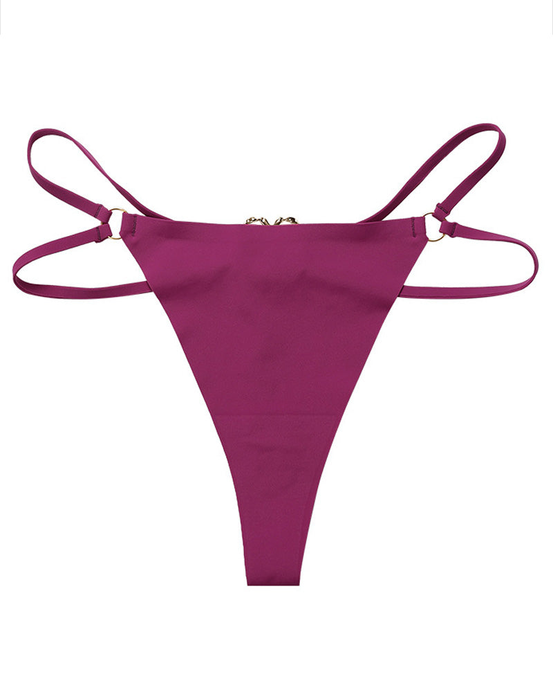 Tanga sin costuras para mujer, cintura baja, anillo metálico, sexy, ropa interior tentación T