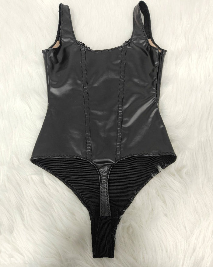 Shapshe® Body moldeador de encaje de cuero estilo balconette tanga
