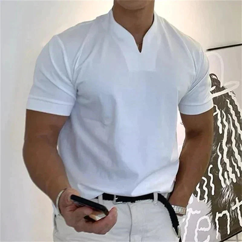 👕 Camiseta Holgada de Hombre 2026 – Cuello en V, Manga Corta, Estilo Verano Fresco y Moderno ☀️✨