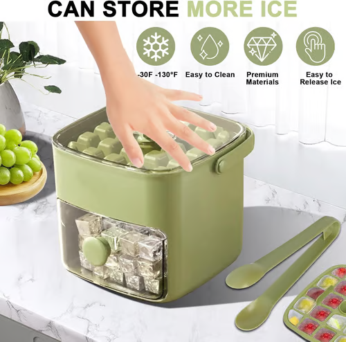 🧊✨ ¡OFERTA 50% OFF! Cubitera con Contenedor – Hielo Fácil, Limpio y Sin Olores