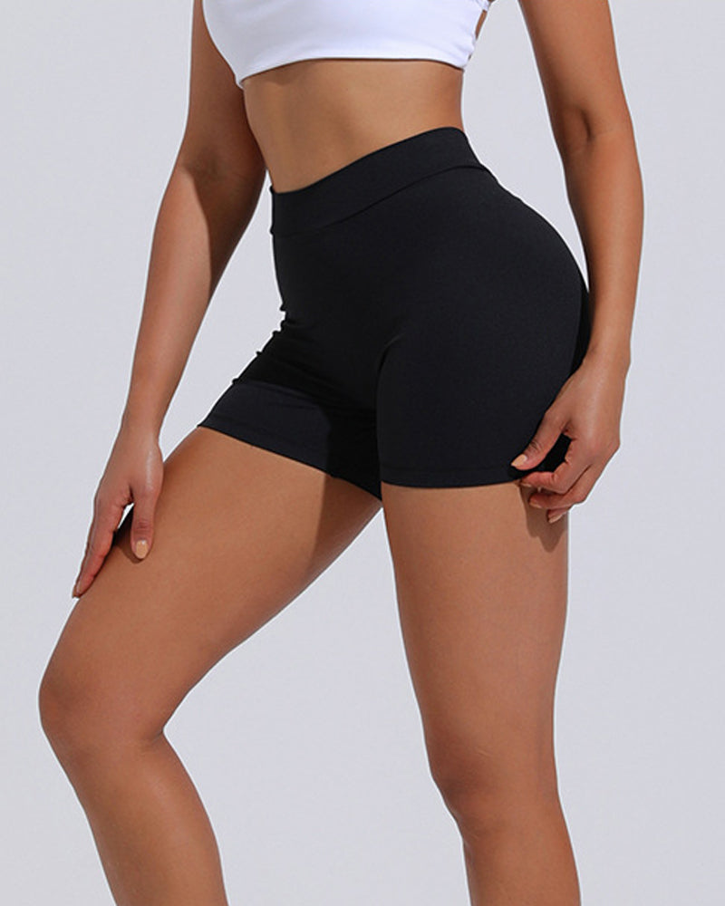 Shorts deportivos de yoga con espalda en V, push up, cintura alta y levantamiento de cadera