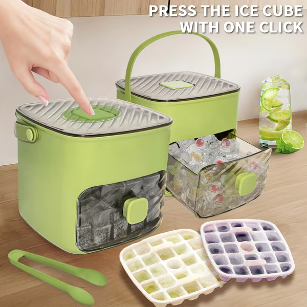🧊✨ ¡OFERTA 50% OFF! Cubitera con Contenedor – Hielo Fácil, Limpio y Sin Olores
