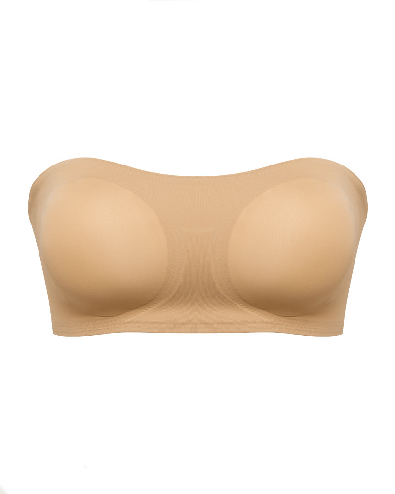 Sostén Bandeau Push-Up Cómodo Sin Tirantes con Silicona Antideslizante y Hebilla Cruzada Lateral