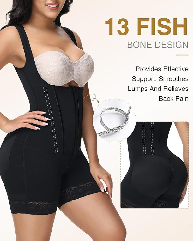 Shapshe® Faja de Alta Compresión con Cremallera Frontal hasta Media Muslo