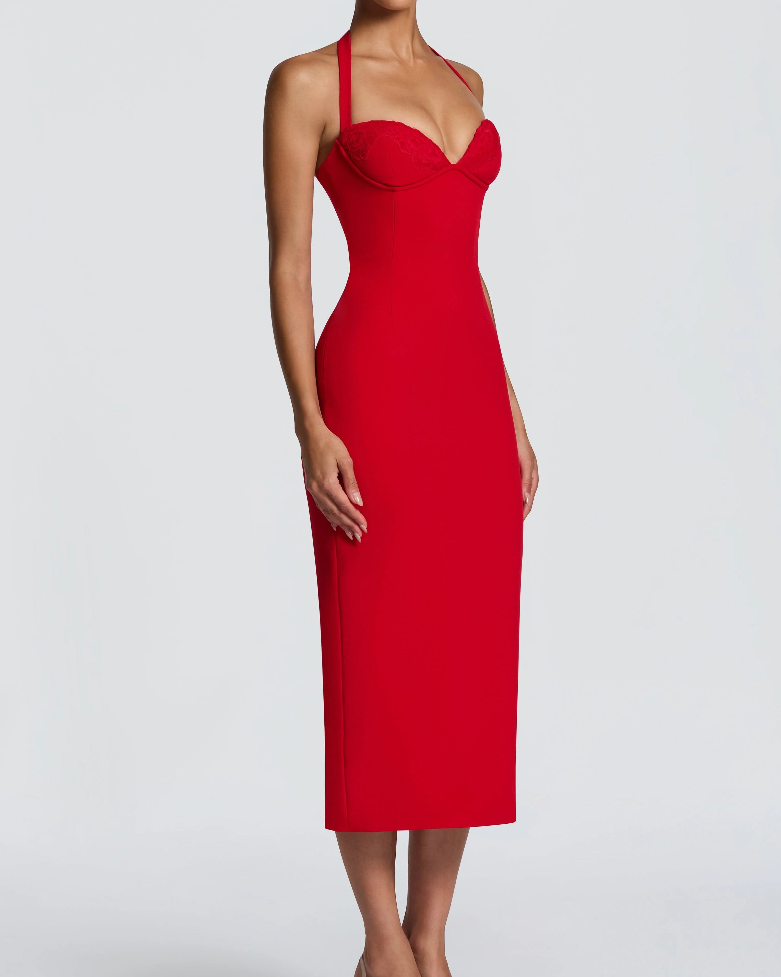Vestido Ajustado Curvo Sexy Sin Espalda con Lazos