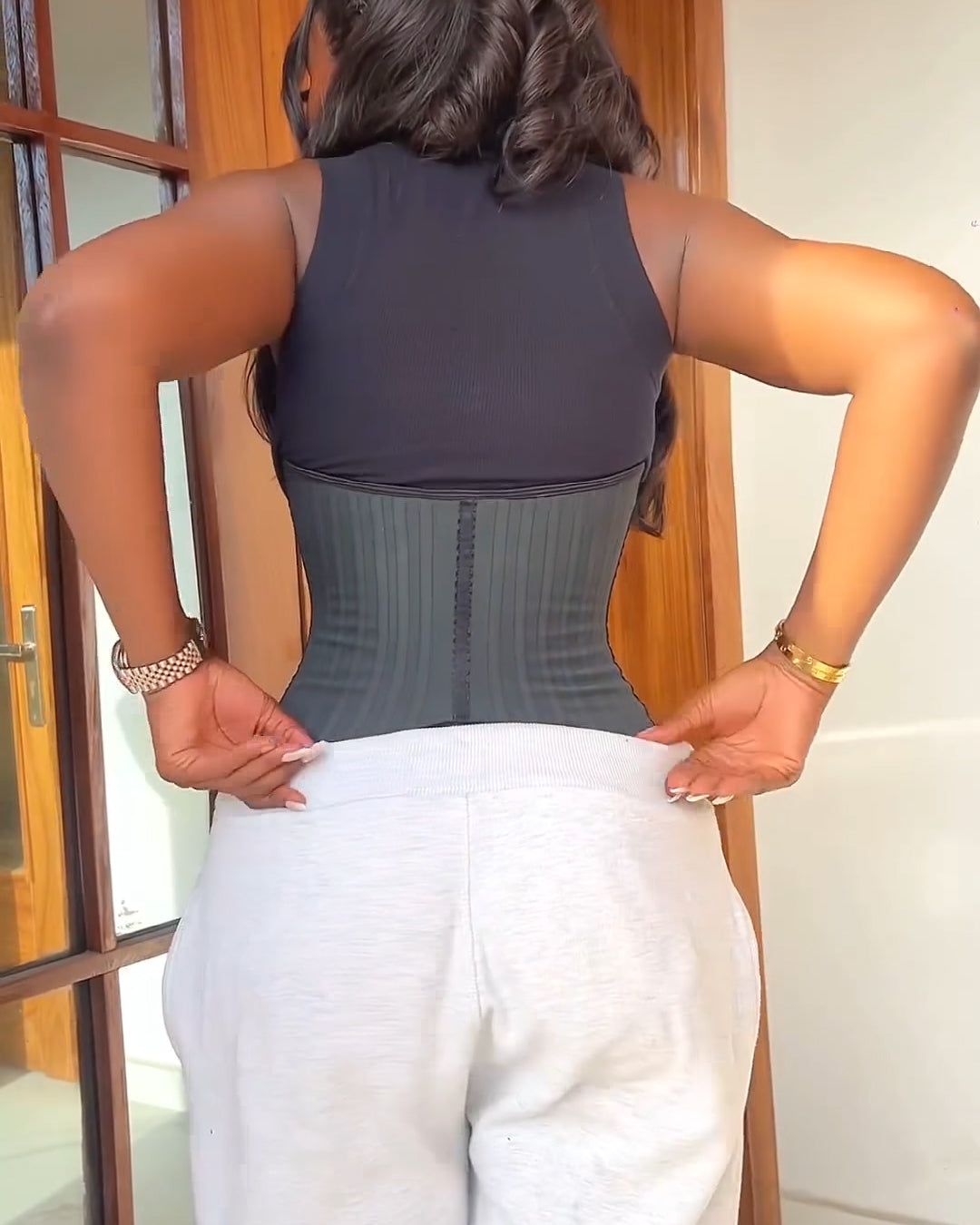 Trainer reductor de cintura con 29 huesos de acero, gancho y cierre, control de abdomen, corsé cincher