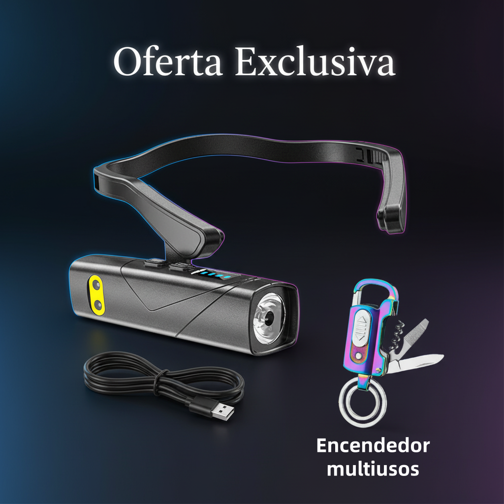 🔥Linterna frontal LED recargable y ligera para llevar en la oreja