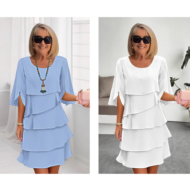 ✨ Elegante Vestido Laminado con Mangas de Volantes para Mujer – Estilo Sofisticado y Confortable para Cualquier Ocasión 💃🌟