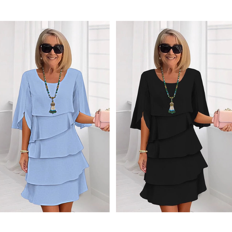 ✨ Elegante Vestido Laminado con Mangas de Volantes para Mujer – Estilo Sofisticado y Confortable para Cualquier Ocasión 💃🌟