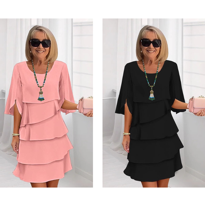 ✨ Elegante Vestido Laminado con Mangas de Volantes para Mujer – Estilo Sofisticado y Confortable para Cualquier Ocasión 💃🌟