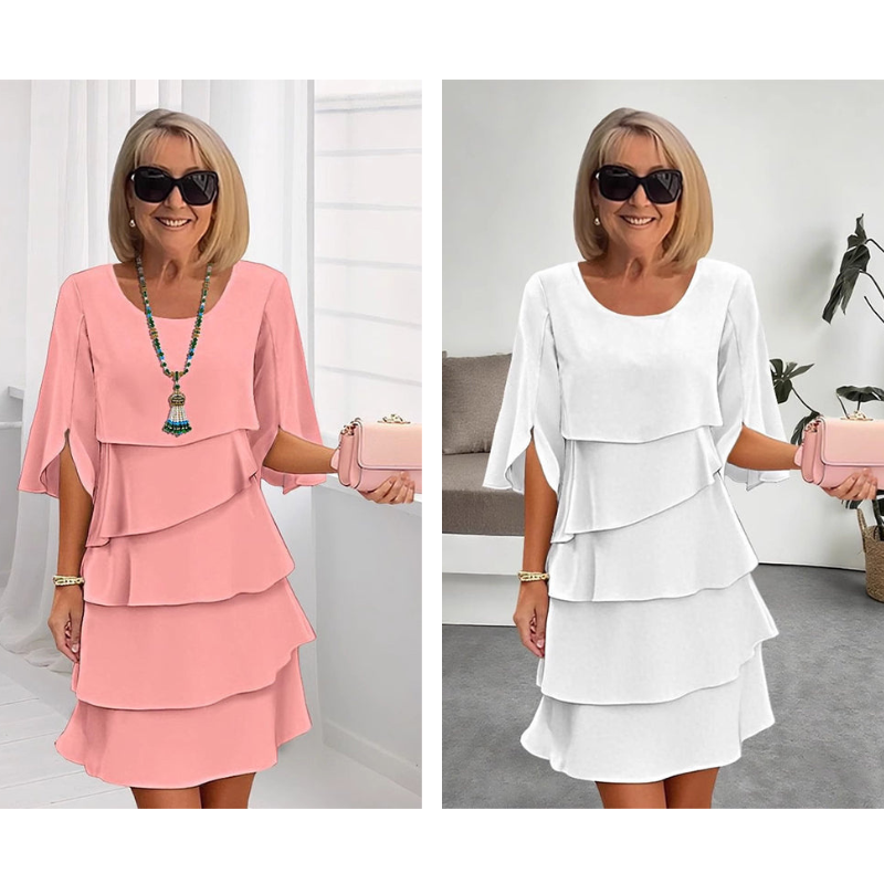 ✨ Elegante Vestido Laminado con Mangas de Volantes para Mujer – Estilo Sofisticado y Confortable para Cualquier Ocasión 💃🌟