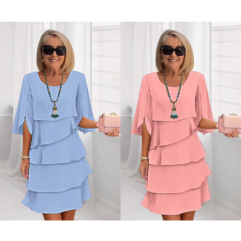 ✨ Elegante Vestido Laminado con Mangas de Volantes para Mujer – Estilo Sofisticado y Confortable para Cualquier Ocasión 💃🌟