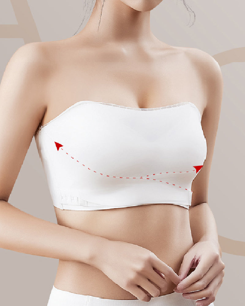 Sostén Bandeau Invisible Sin Tirantes con Hebilla Doble Lateral, Encaje Antideslizante