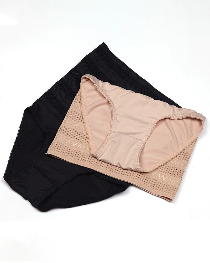 Panty Moldeador de Cintura Alta para Mujer con Estampado Chevron y Control de Abdomen, Braguitas de Malla