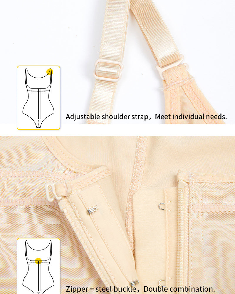 Moldeador de Cuerpo para Mujer con Control de Abdomen, Escote Abierto, Cierre de Cremallera, Tanga y Tallas Grandes