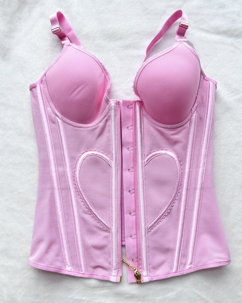Shapshe® Fajas Colombianas Corset Top con Cremallera Entrenador de Cintura Love Pattern