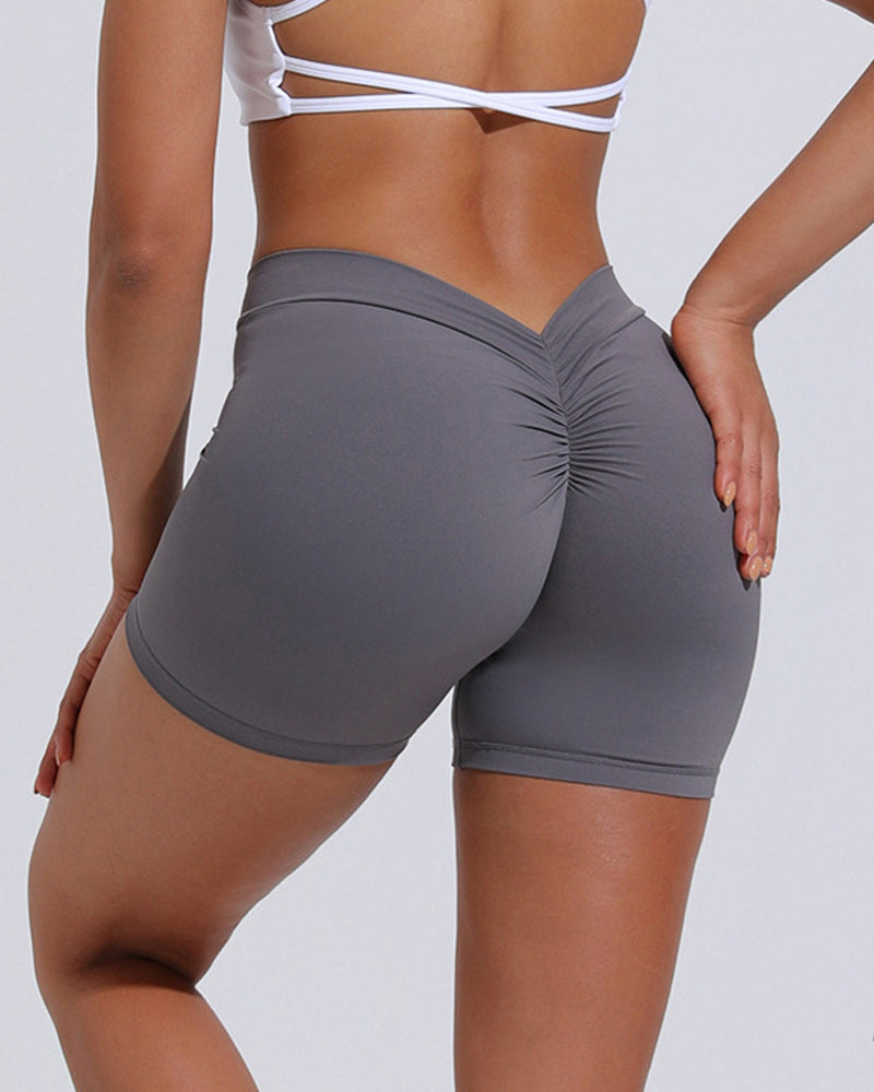 Shorts deportivos de yoga con espalda en V, push up, cintura alta y levantamiento de cadera