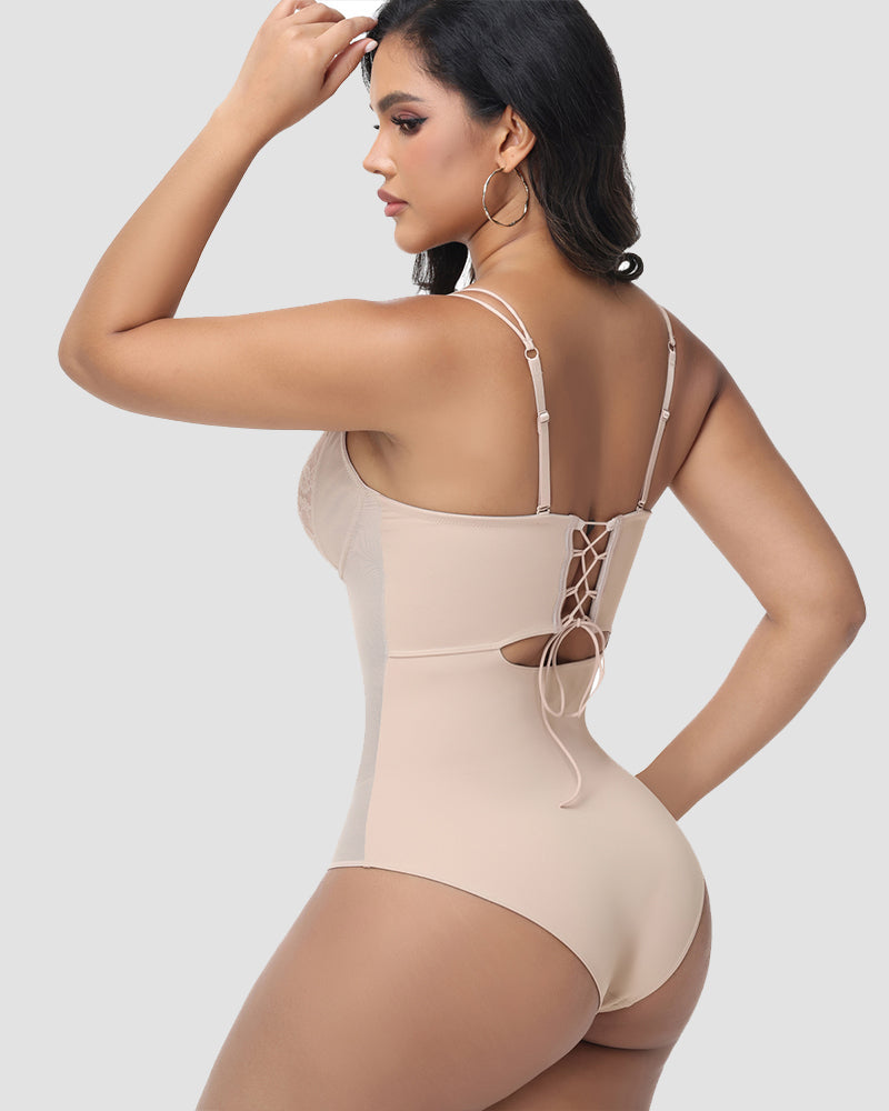 Shapshe® Body Modelador con Encaje en la Espalda, Cierre de Cordones y Control de Abdomen