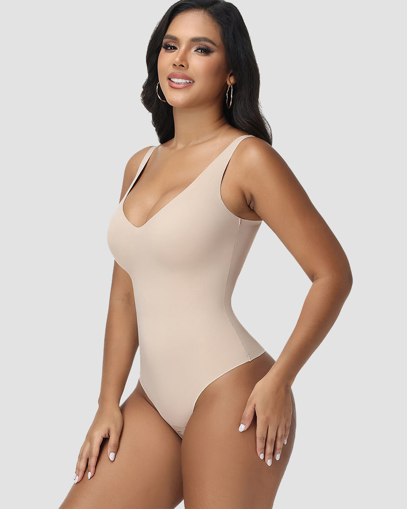 Shapshe® Body sin Costuras con Escote en V y Control de Abdomen tipo Tanga