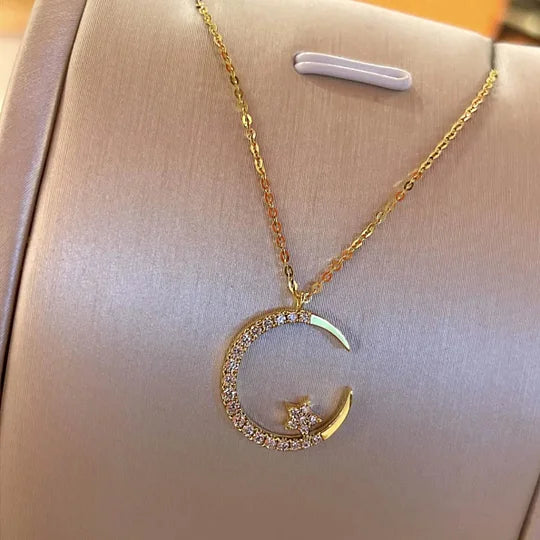 💕 50% DE DESCUENTO 💕 Noche Brillante: Collar Luna y Estrella 🌙