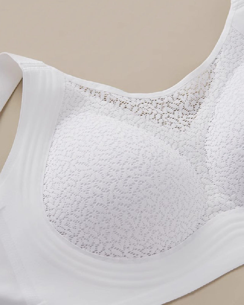 Sostén inalámbrico de encaje para mujer, anti-caída, minimizador, delgado, transpirable, ropa interior talla grande