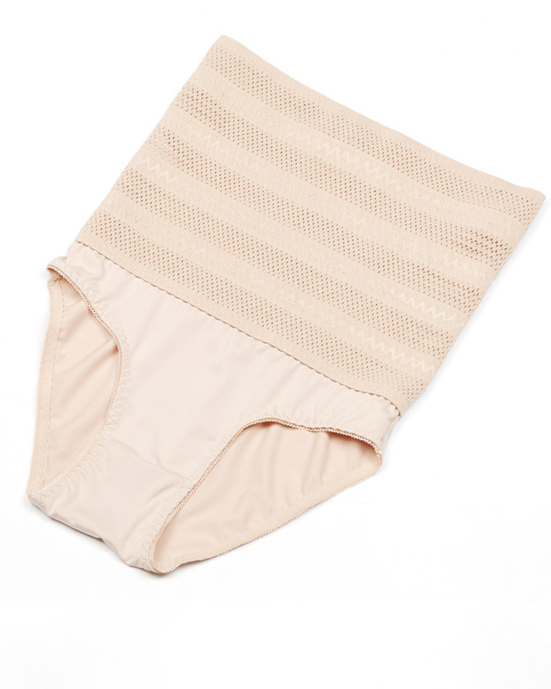 Panty Moldeador de Cintura Alta para Mujer con Estampado Chevron y Control de Abdomen, Braguitas de Malla