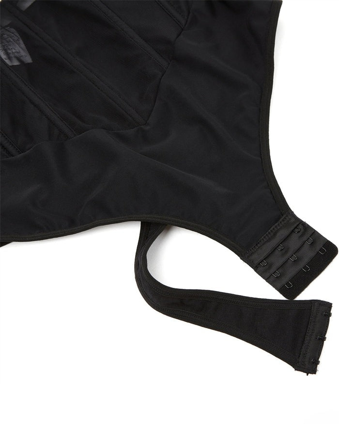 Corsé Sexy de Malla Moldeadora Body Sin Espalda con Tanga y Sostén Incorporado